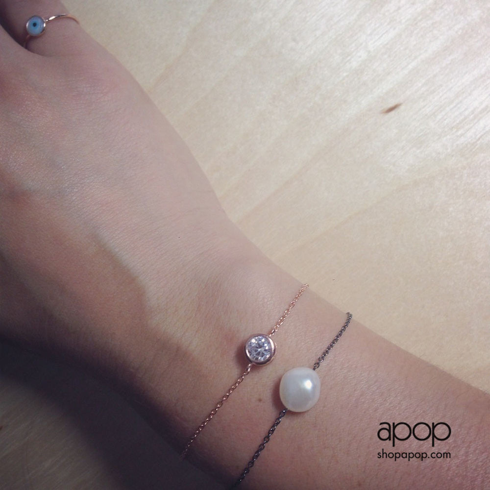 Sterling Silver "Baroque" Single Pearl Bracelet 7 inch