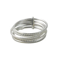 "Studded" Sterling Silver Thin Band Ring Stacking Set of 5