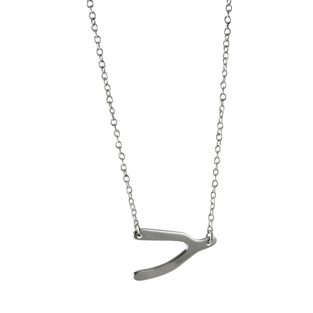 Sterling Silver Sideways Wishbone Necklace