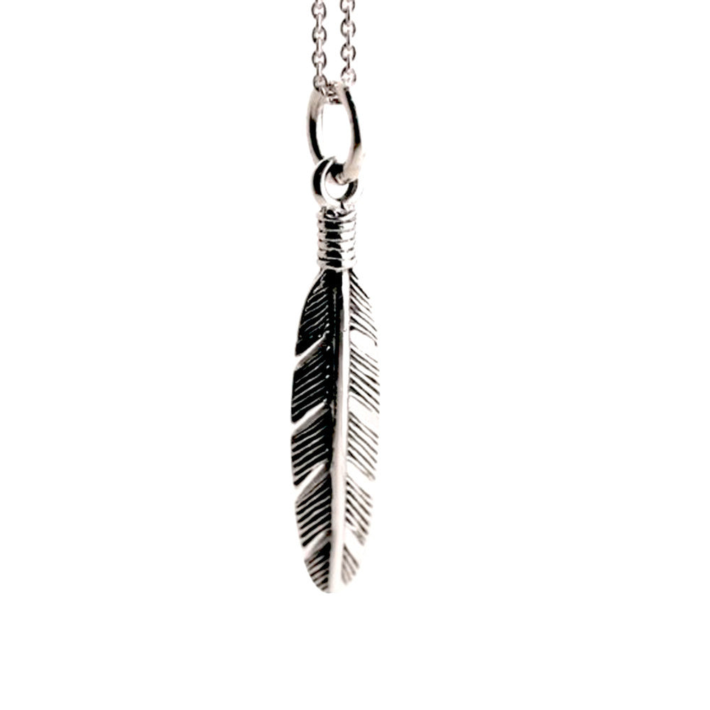 Sterling Silver Small Feather Necklace 14 in - 30 in – apop ...