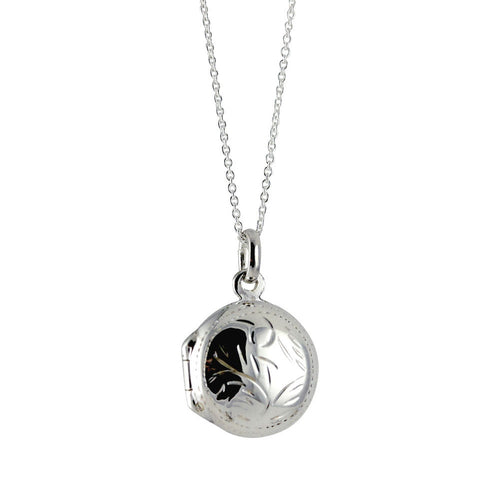 Sterling Silver Mini Round Locket Pendant Necklace