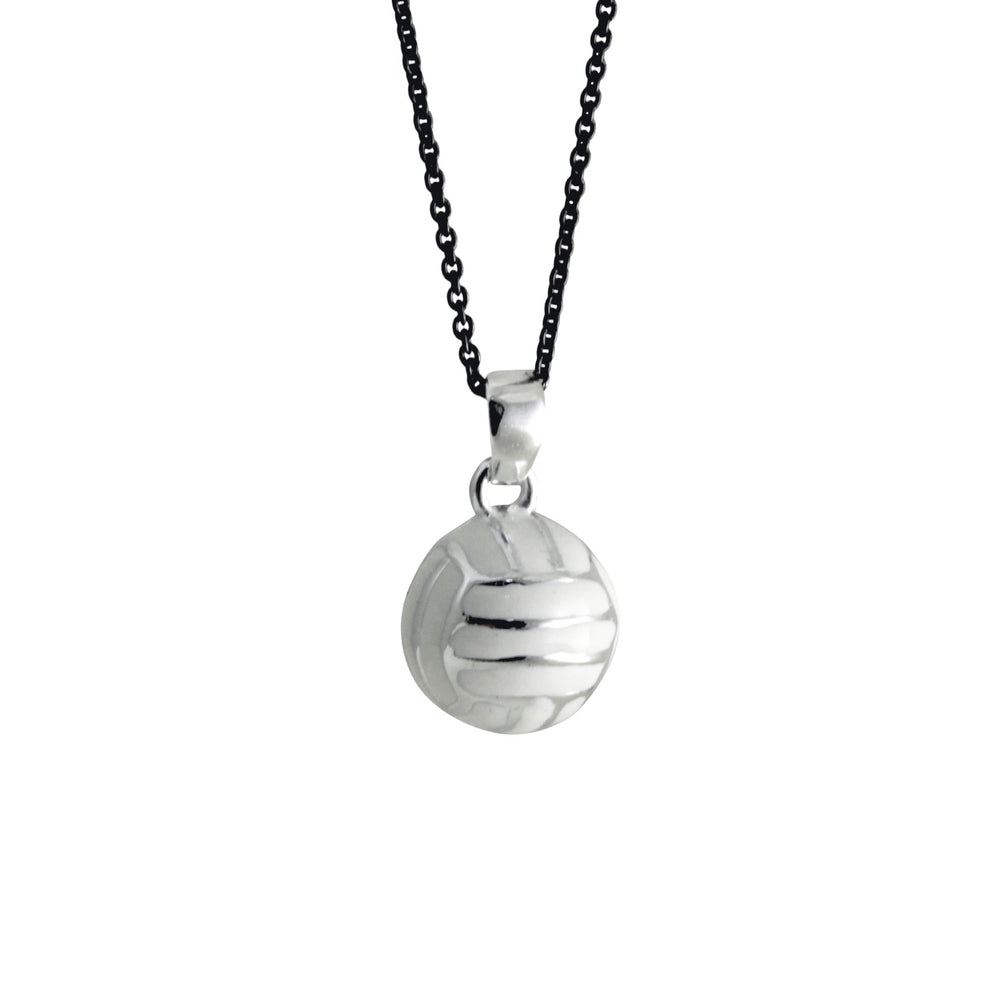 Silver Volleyball Enamel Pendant Necklace
