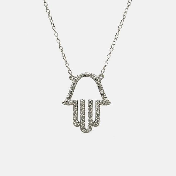"Hand of Glam" Gold-Dipped Hamsa CZ Necklace