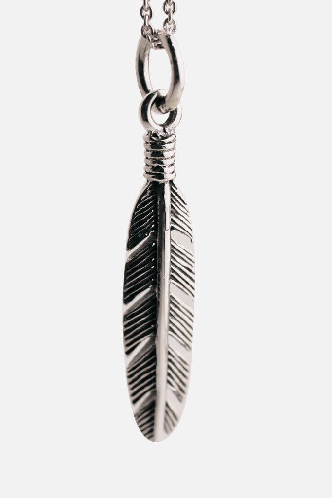 Sterling Silver Small Feather Charm Necklace