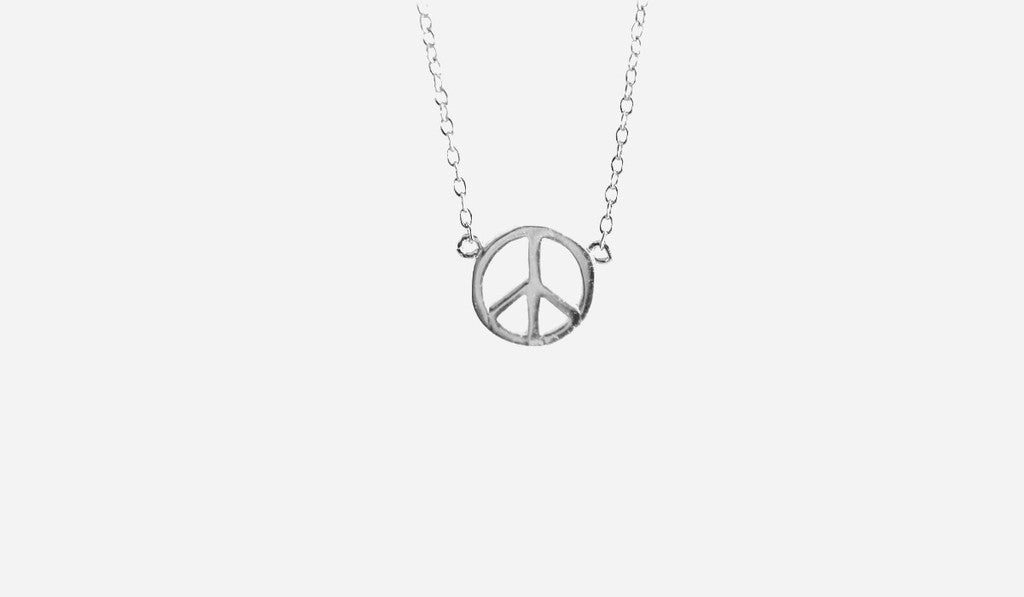 Sterling Silver Mini Peace Charm Necklace 16 inch