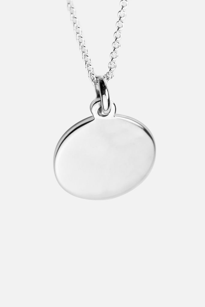Sterling Silver Plain Round Medallion Disc Charm Necklace