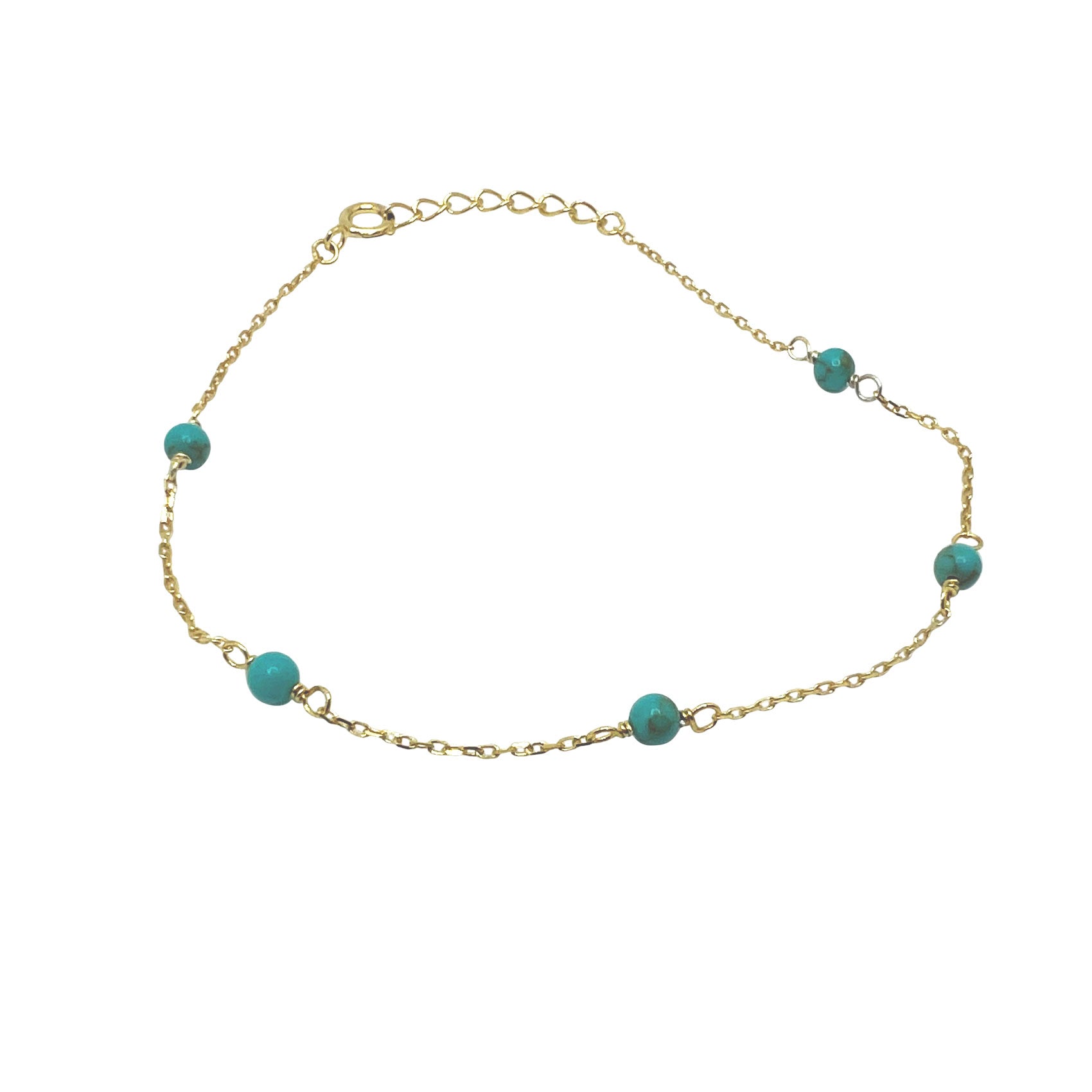 Gold Turquoise Bead Chain Bracelet