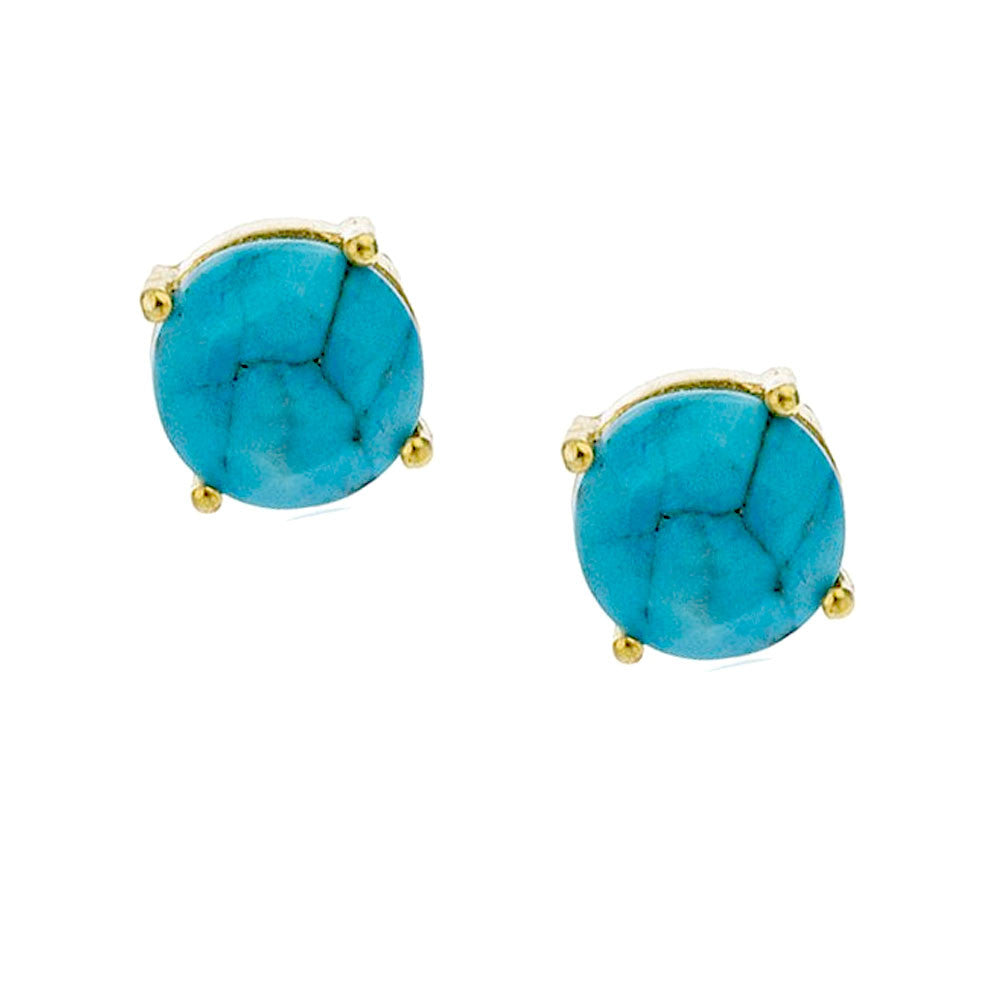 Goldtone Turquoise-Resin Round Stud Earrings 8mm