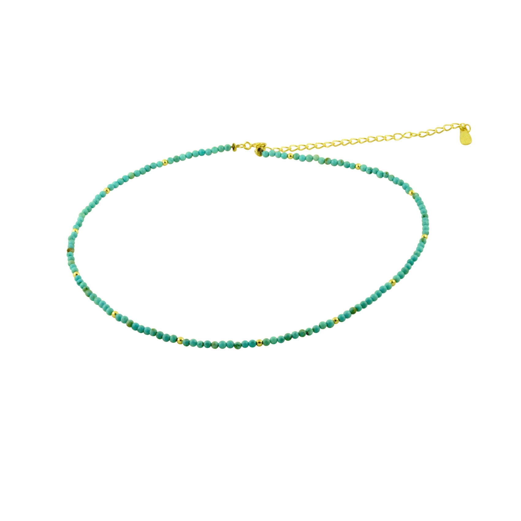 Turquoise & Golden Bead Choker Necklace