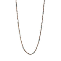 "Rosy & Silver" Two-Tone Tube Bead Sparkles Chain Necklace
