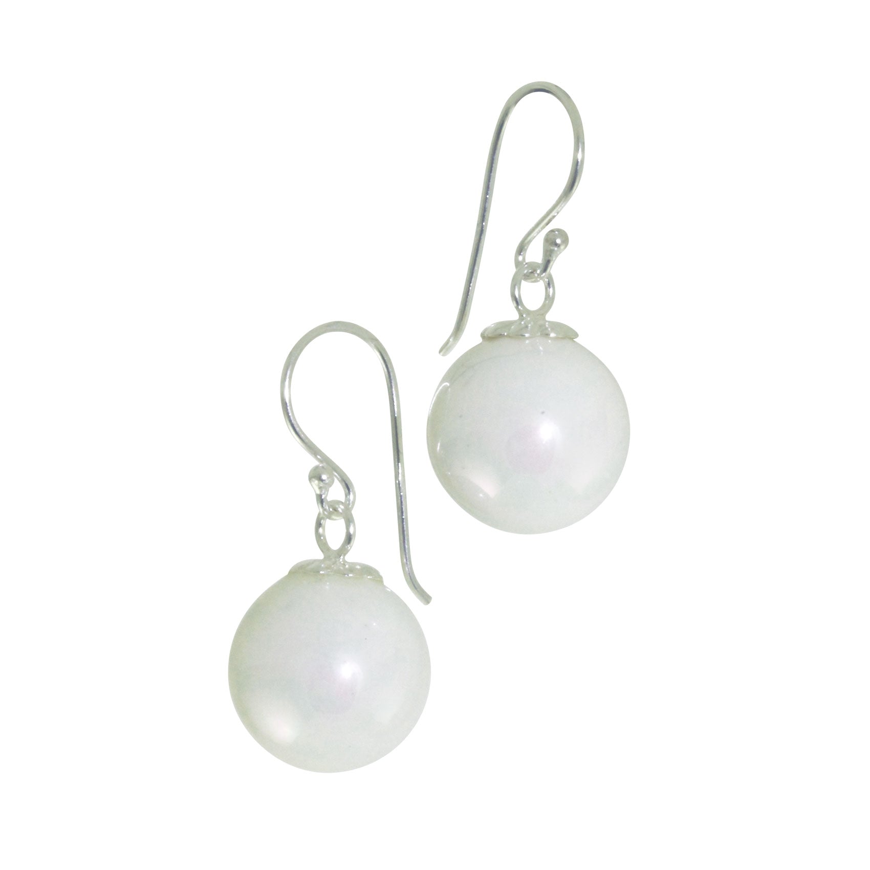 "Gum Drop" Sterling Silver White Sphere Earrings