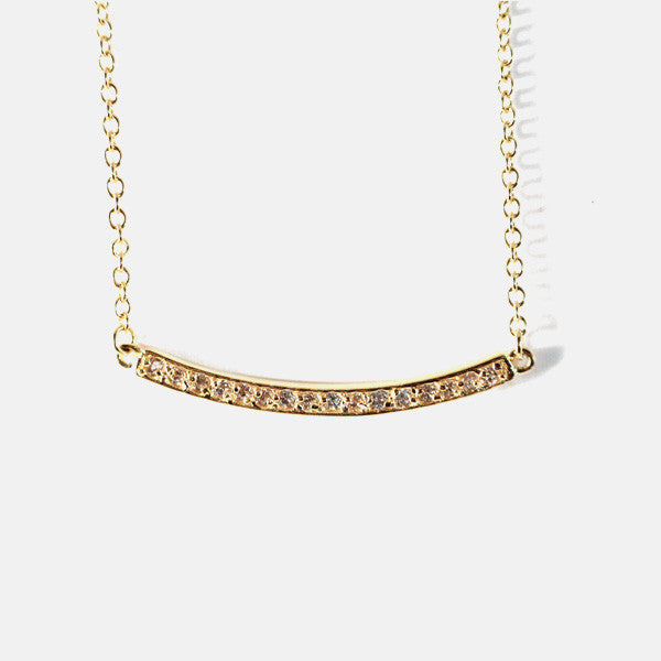 "Beauty Bar" Gold-Dipped Bar Pendant Necklace with Stones 16-18 inch